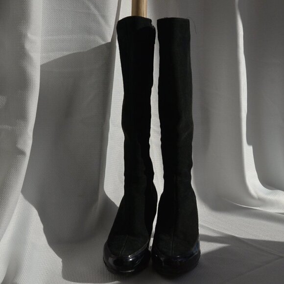 La Canadienne Black Suede Heeled Waterproof Boots Sz 7.5 - Picture 2 of 12